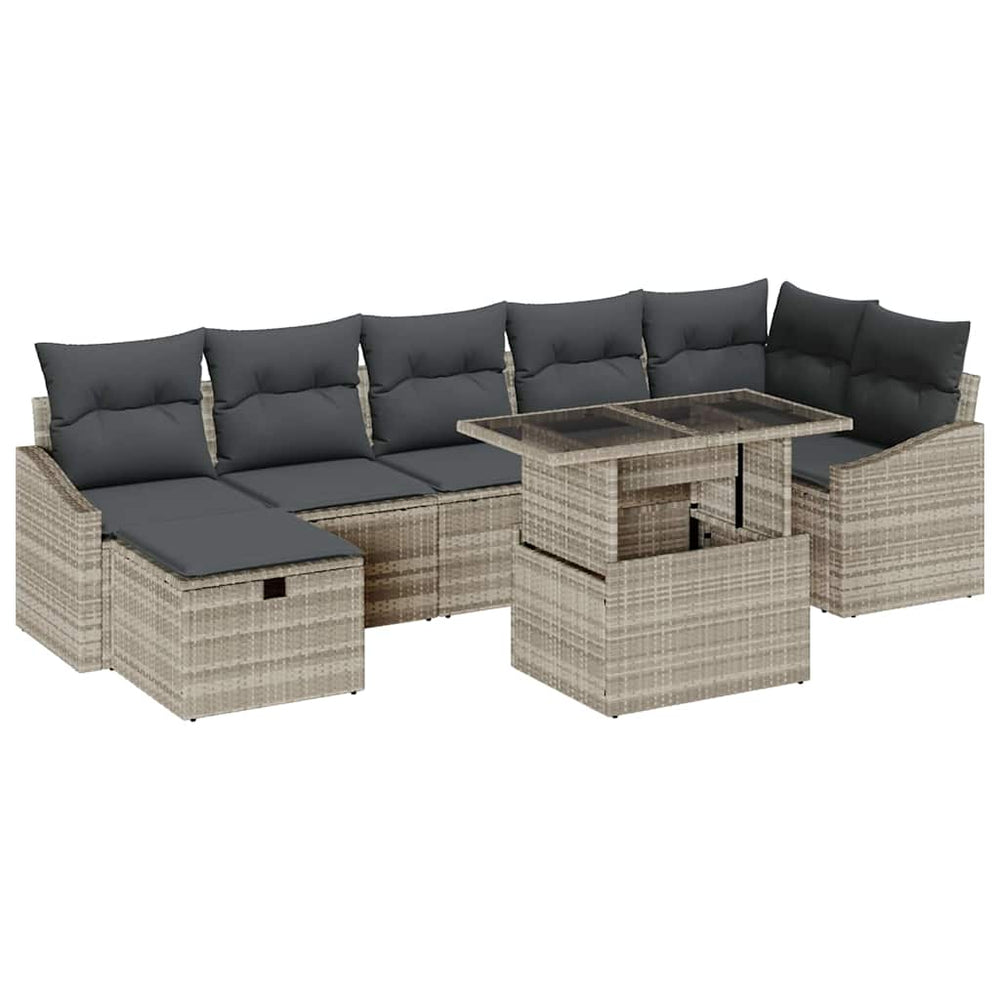 Garten Sofa Set 8-teilig Hellgrau