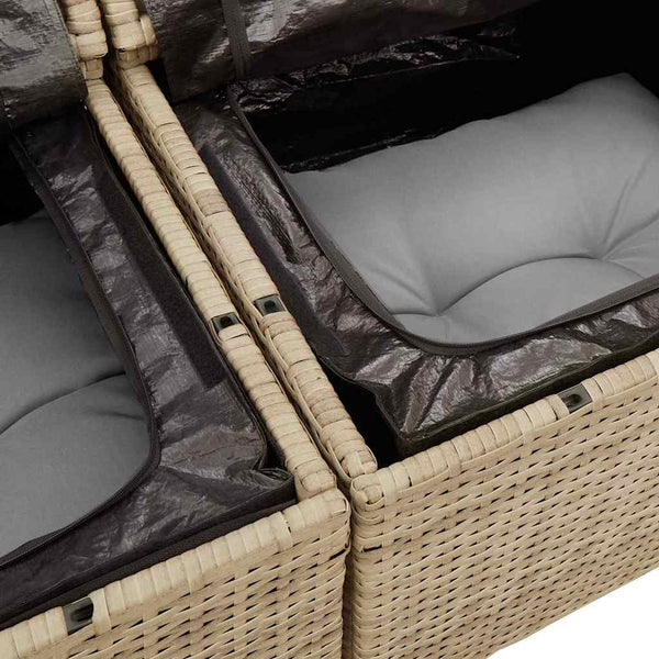 9-teiliges Garten-Sofa-Set Beige Poly-Rattan