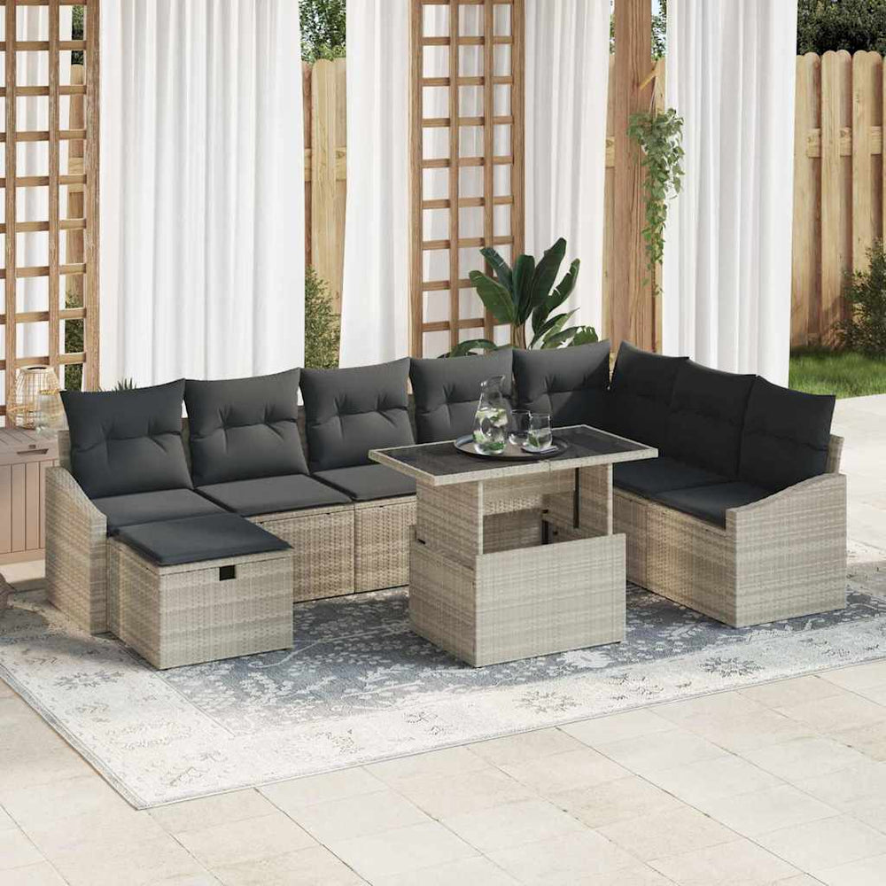 Garten Sofa Set 9-teilig Hellgrau