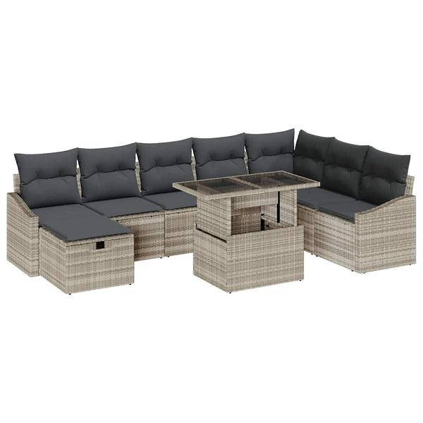 Garten Sofa Set 9-teilig Hellgrau