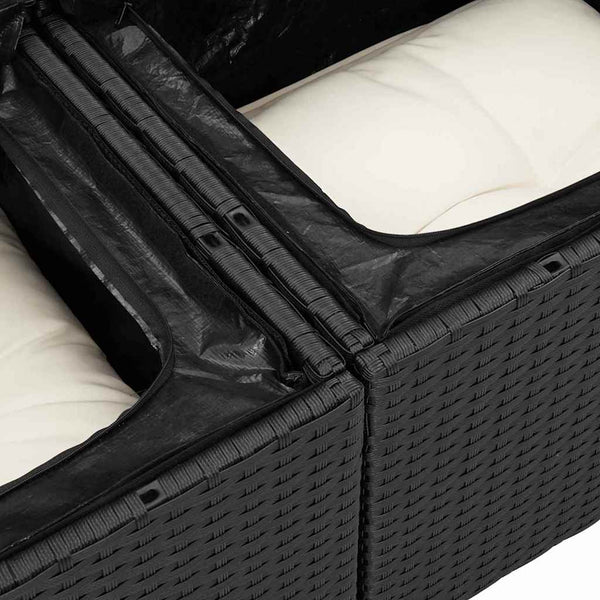 Garten Sofa Set Schwarz Poly Rattan 6-teilig