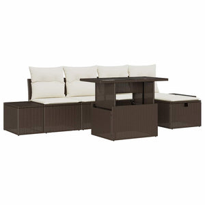 Garten Sofa Set Braun Poly Rattan 6-teilig