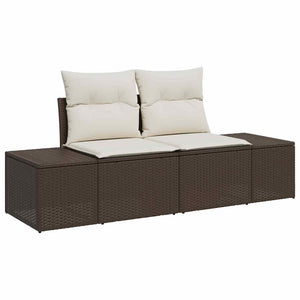 Garten Sofa Set Braun Poly Rattan 6-teilig
