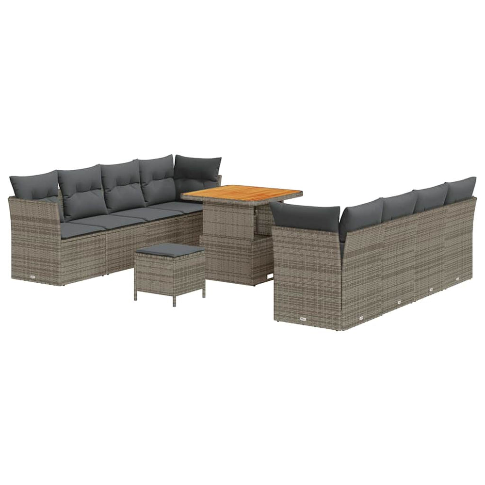 vidaXL 11-Piece Garden Sofa Set Grey Poly Rattan