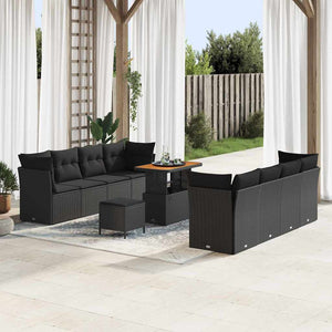 vidaXL 11-Piece Garden Sofa Set Black Poly Rattan