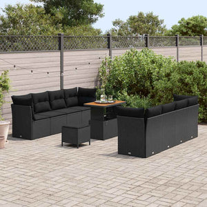 vidaXL 11-Piece Garden Sofa Set Black Poly Rattan