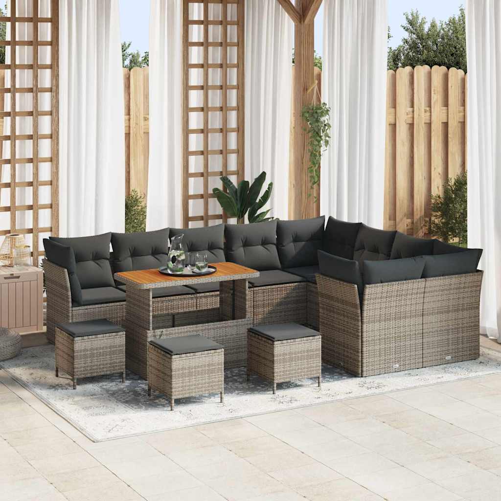 vidaXL Garden Sofa Set 13 pcs Grey Poly Rattan