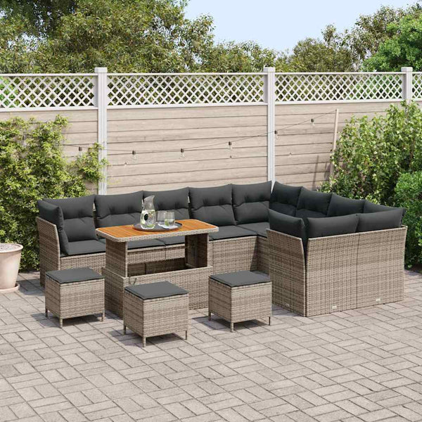 vidaXL Garden Sofa Set 13 pcs Grey Poly Rattan