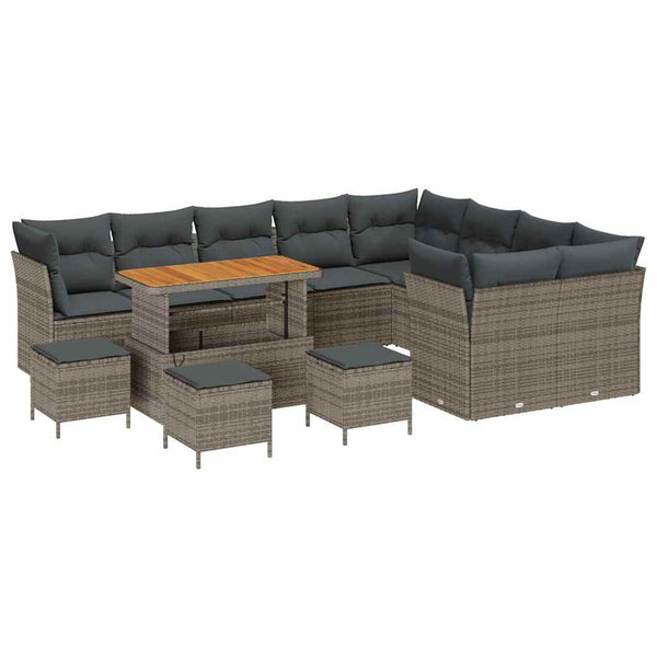 vidaXL Garden Sofa Set 13 pcs Grey Poly Rattan