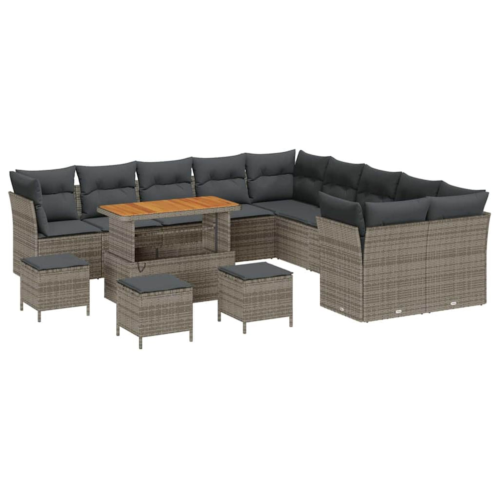 vidaXL 14-piece Garden Sofa Set Grey Poly Rattan
