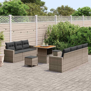 vidaXL Garden Sofa Set 10 pcs Grey Poly Rattan