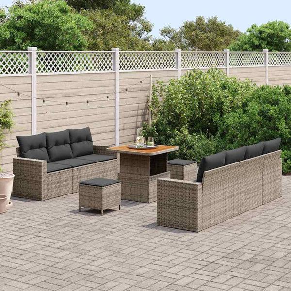 vidaXL Garden Sofa Set 10 pcs Grey Poly Rattan