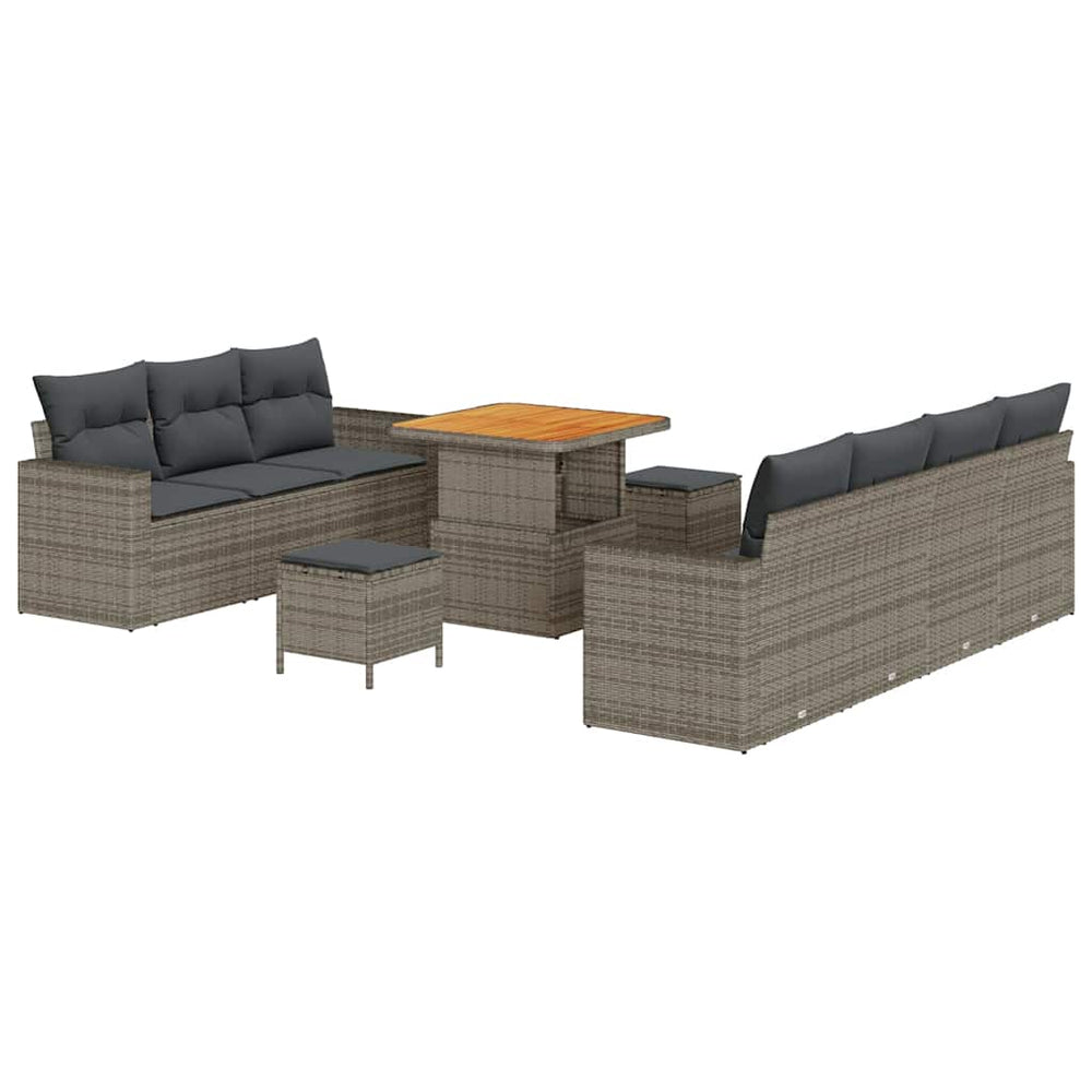 vidaXL Garden Sofa Set 10 pcs Grey Poly Rattan