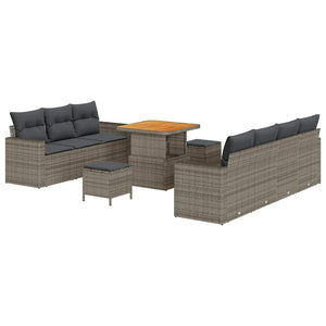 vidaXL Garden Sofa Set 10 pcs Grey Poly Rattan