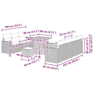 vidaXL Garden Sofa Set 10 pcs Grey Poly Rattan