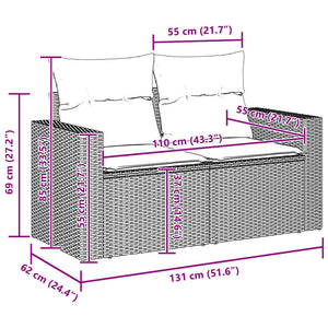 vidaXL Garden Sofa Set 10 pcs Grey Poly Rattan