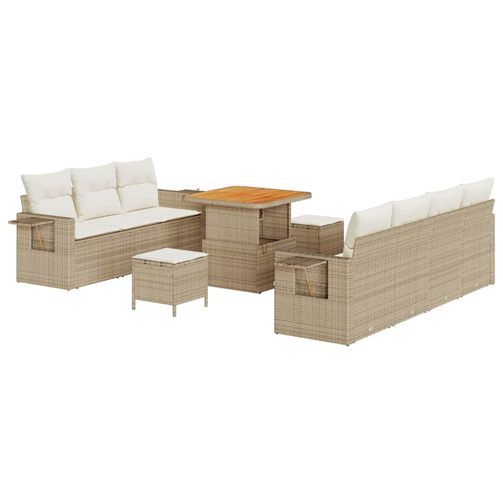 vidaXL Garden Sofa Set with Cushions 10 pcs Beige Poly Rattan