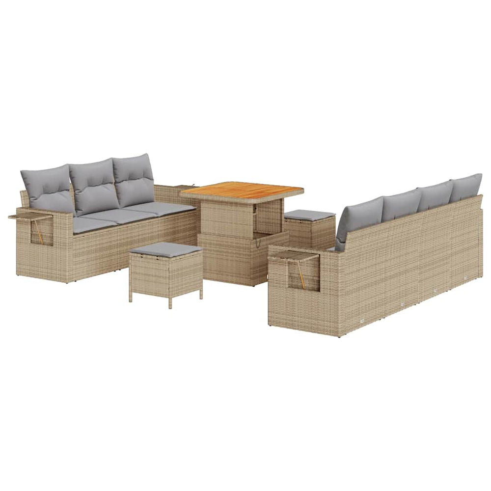 vidaXL Garden Sofa Set 10 pcs Beige Poly Rattan