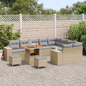 vidaXL Garden Sofa Set 12 pcs Beige Poly Rattan
