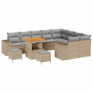 vidaXL Garden Sofa Set 12 pcs Beige Poly Rattan