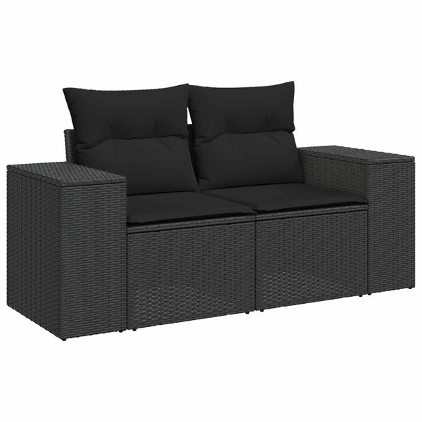 vidaXL Garden Sofa Set with Cushions 14 pcs Black Poly Rattan