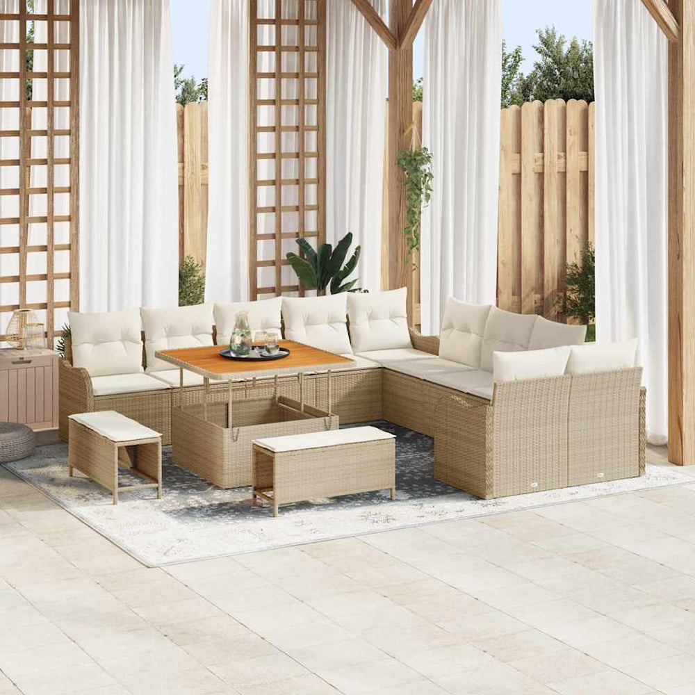 vidaXL Garden Sofa Set 13 pcs Beige Poly Rattan