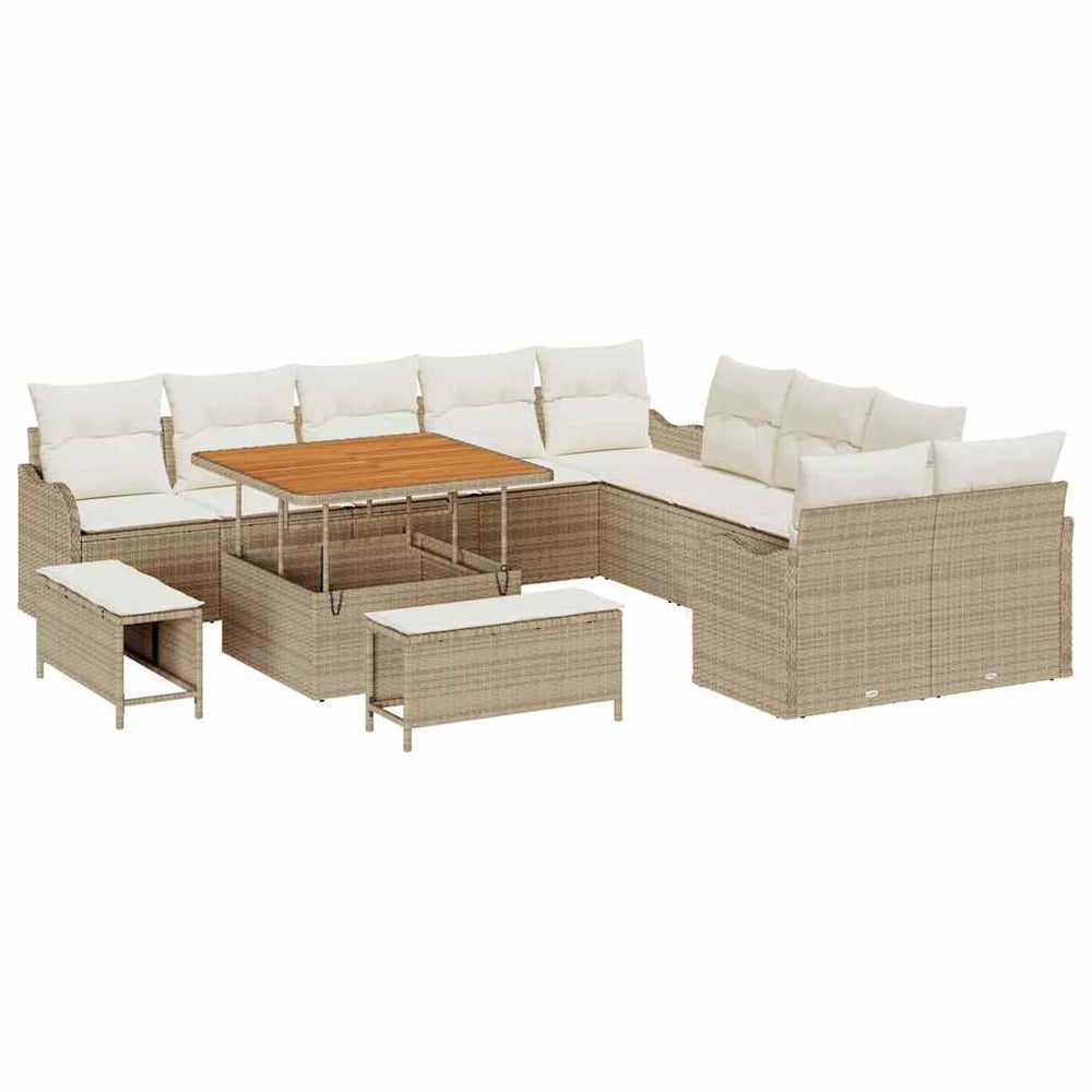 vidaXL Garden Sofa Set 13 pcs Beige Poly Rattan