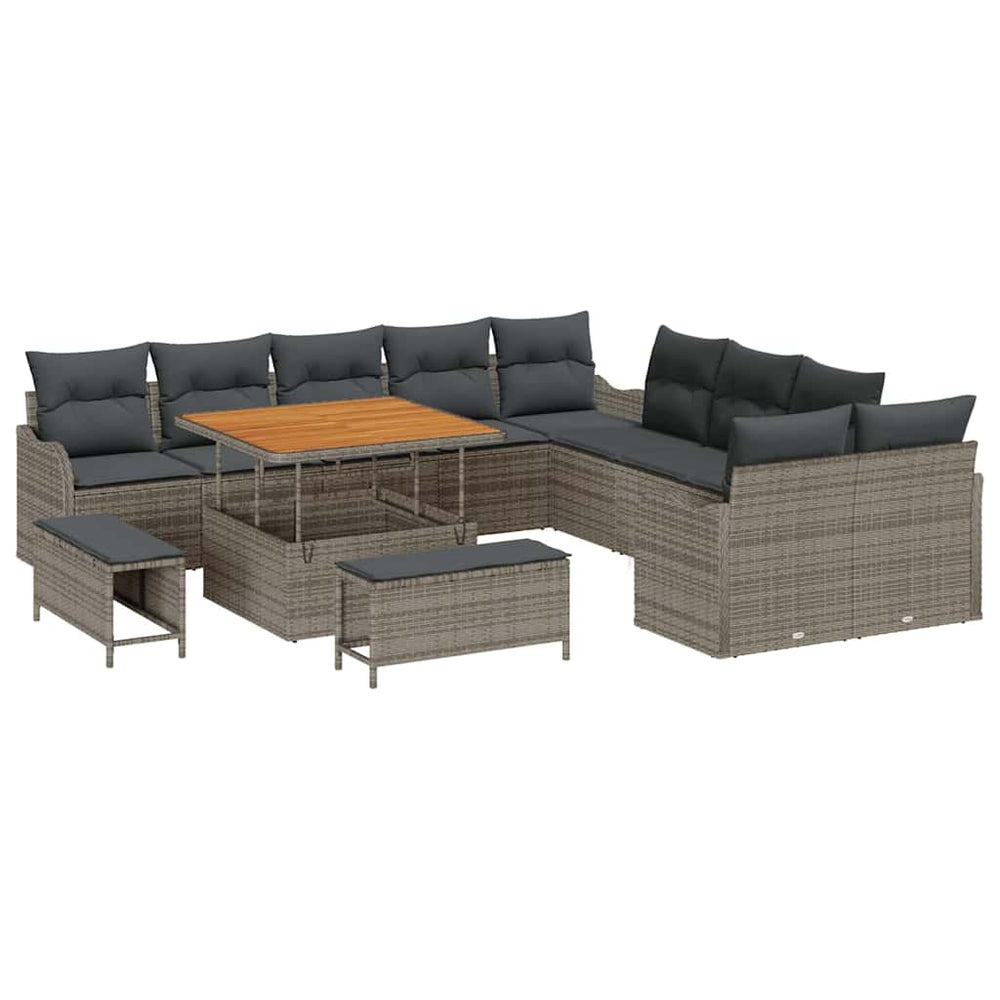 vidaXL Garden Sofa Set 13 pcs Grey Poly Rattan
