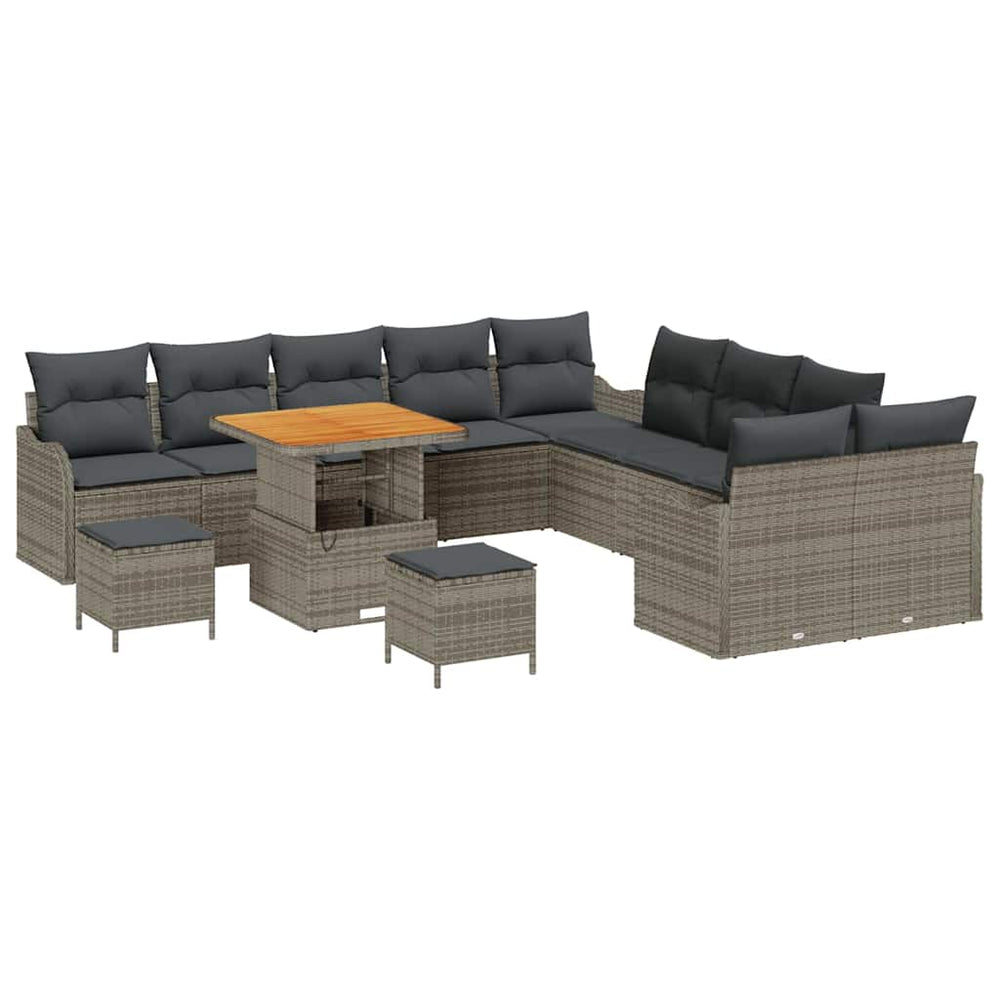 vidaXL Garden Sofa Set with Cushions 13 pcs Grey Poly Rattan
