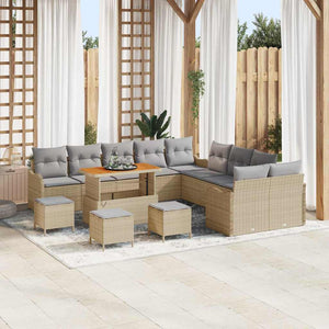 vidaXL Garden Sofa Set 14 pcs Beige Poly Rattan