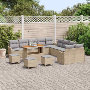 vidaXL Garden Sofa Set 14 pcs Beige Poly Rattan