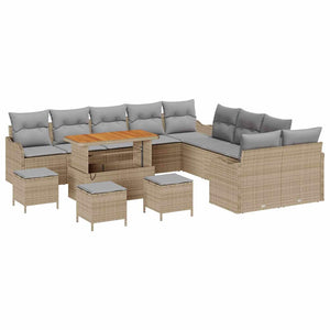 vidaXL Garden Sofa Set 14 pcs Beige Poly Rattan