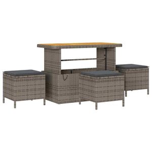vidaXL Garden Sofa Set with Cushions 14 pcs Grey Poly Rattan