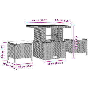 Gartensofa Set mit Kissen, 9-teilig, Schwarz