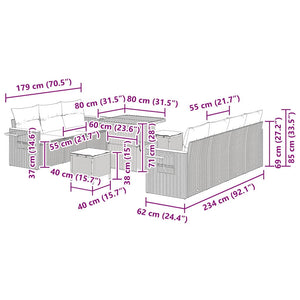 Gartensofa Set Schwarz und Creme mit Kissen