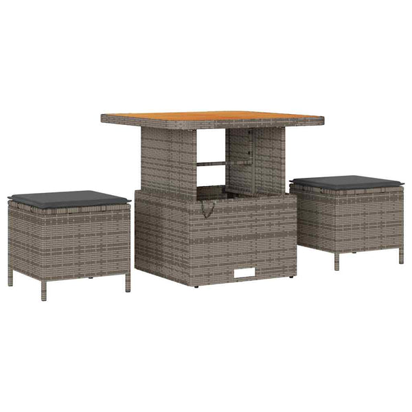 Gartensofa Set Grau mit Kissen, 11-teilig