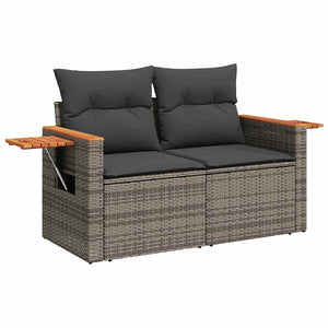 Gartensofa Set Grau mit Kissen, 11-teilig