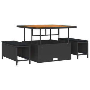 Gartensofa Set Schwarz mit Kissen, 12-teilig
