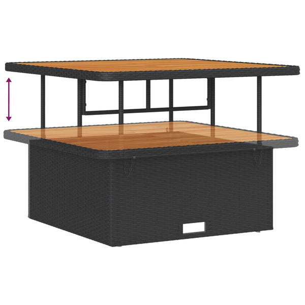 Gartensofa Set Schwarz mit Kissen, 12-teilig