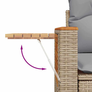 Gartensofa Set mit Kissen, Beige/Hellgrau, 12-teilig