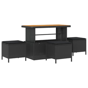 Gartensofa Set Schwarz mit Kissen, 13-teilig