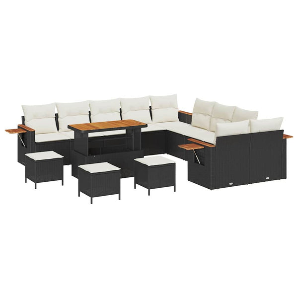 vidaXL Garden Sofa Set with Cushions 14 pcs Black and Cream