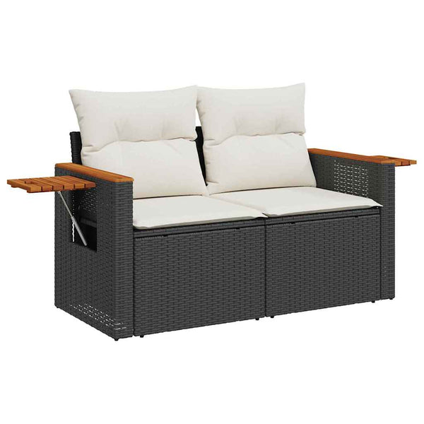 vidaXL Garden Sofa Set with Cushions 14 pcs Black and Cream