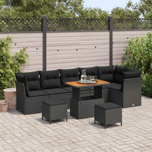 vidaXL Garden Sofa Set with Cushions 9 pcs Black 90 x 55 x 71 cm