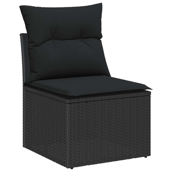 vidaXL Garden Sofa Set with Cushions 9 pcs Black 90 x 55 x 71 cm