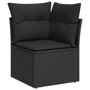 vidaXL Garden Sofa Set with Cushions 9 pcs Black 90 x 55 x 71 cm