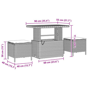 vidaXL Garden Sofa Set with Cushions 9 pcs Black 90 x 55 x 71 cm