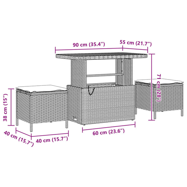 vidaXL Garden Sofa Set with Cushions 9 pcs Black 90 x 55 x 71 cm