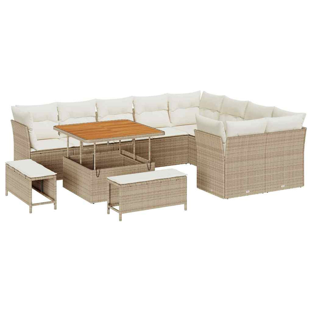 vidaXL Garden Sofa Set with Cushions with Storage 12 pcs Beige and Cream