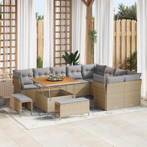 vidaXL Garden Sofa Set with Cushions 12 pcs Beige and Light Grey